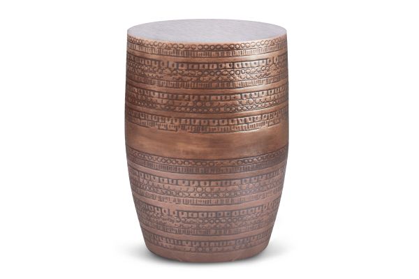 Johnsen 15-inch Tribal Pattern Accent Table - Antique Copper