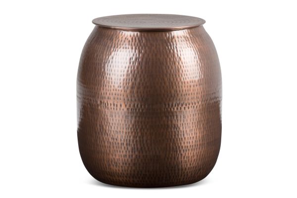 Griffen Metal Storage Accent Table - Antique Copper