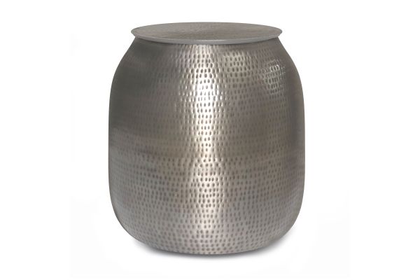 Griffen Metal Storage Accent Table - Antique Silver