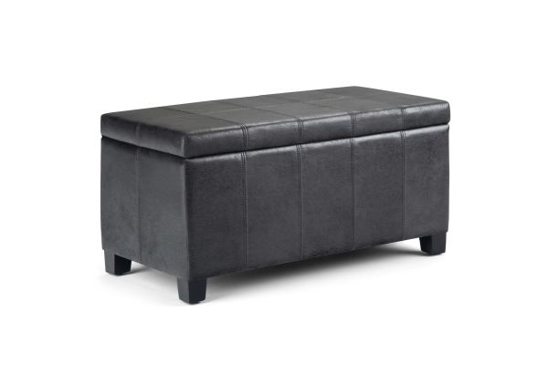 Dover Storage Ottoman Bench - Distressed Black