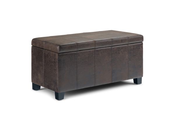Dover Storage Ottoman Bench - Distressed Brown