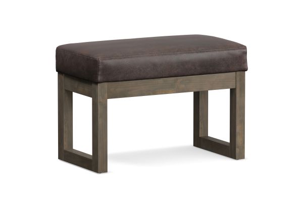 Milltown Footstool Small Ottoman Bench - Distressed Brown