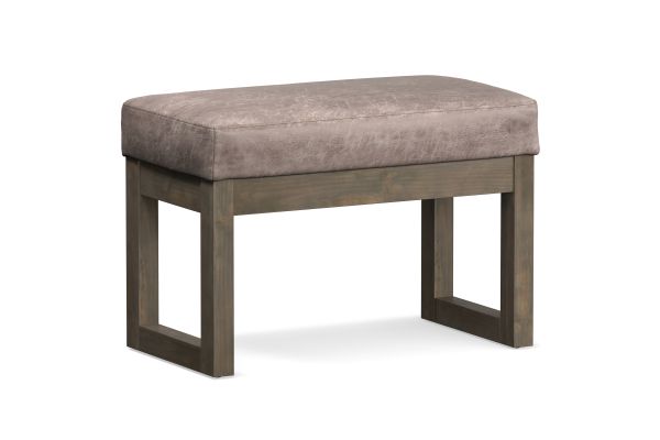 Milltown Footstool Small Ottoman Bench - Distressed Grey Taupe