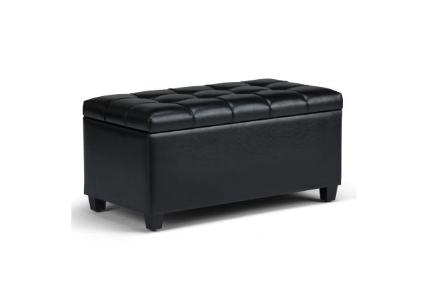 Sienna Storage Ottoman Bench - Midnight Black