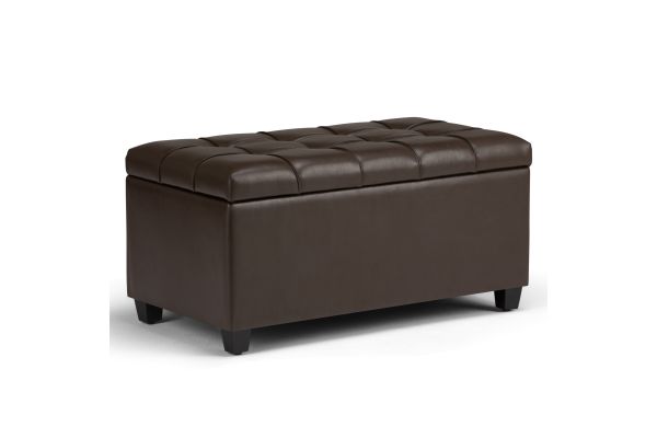 Sienna Storage Ottoman Bench - Chocolate Brown
