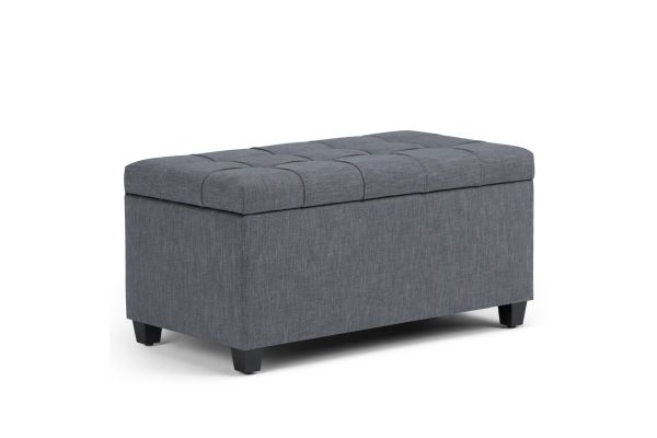 Sienna Storage Ottoman Bench - Slate Grey