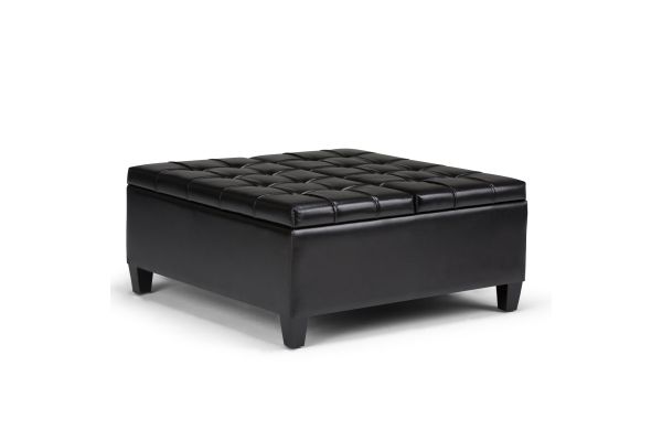 Harrison Coffee Table Storage Ottoman - Midnight Black