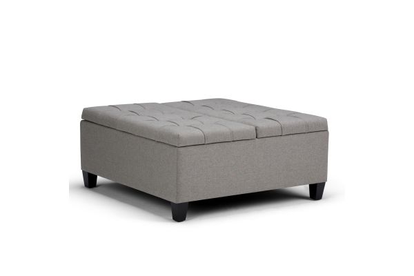 Harrison Coffee Table Storage Ottoman - Dove Grey