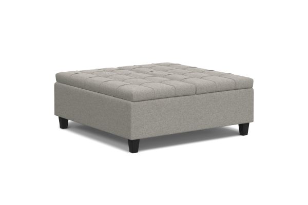 Harrison Large Square Coffee Table Storage Ottoman - Cloud Grey