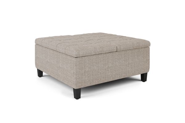 Harrison Coffee Table Storage Ottoman - Platinum Tweed