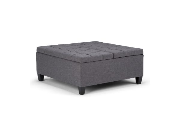 Harrison Coffee Table Storage Ottoman - Slate Grey