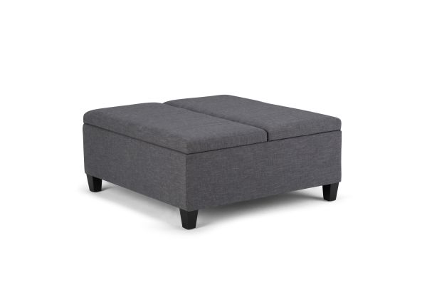 Ellis Coffee Table Storage Ottoman - Slate Grey