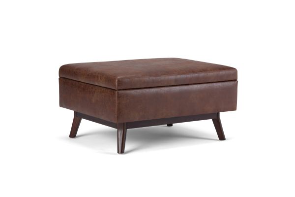 Owen Coffee Table Storage Ottoman - Saddle Brown