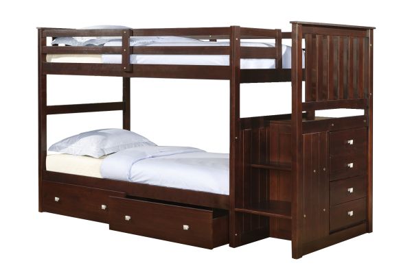 Palmer Brown Twin Stair Bunk Bed 