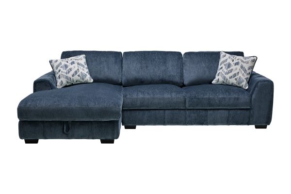 Overnight Blue 2-Piece Sectional with Left Arm Facing Chaise