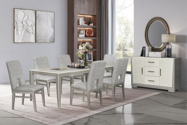Halo Table + 4 Upholstered Chairs 