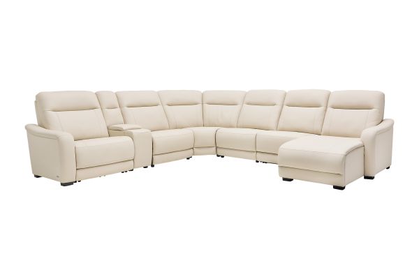 Newport 7-Piece Leather Dual Power Reclining Sectional with Right Arm Facing Chaise