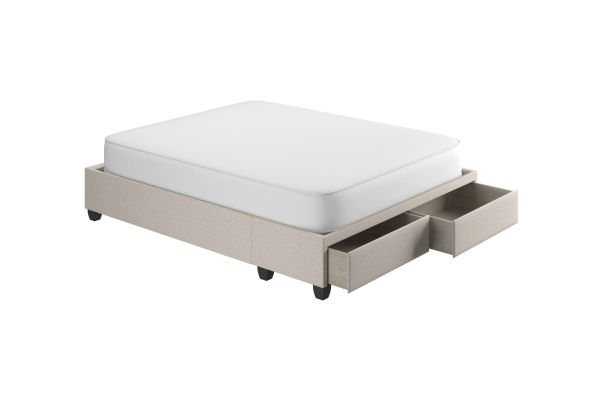 Matera Queen Platform Base with Drawers - Ivory