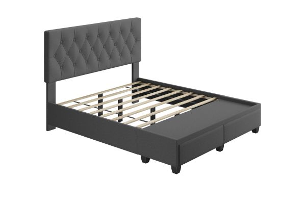 Sorrento Full Platform Bed with Drawers - Dark Grey