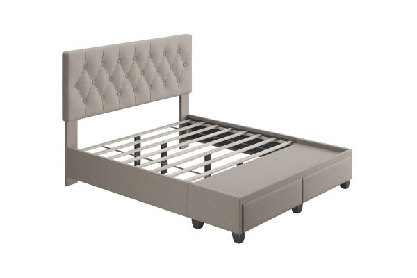 Sorrento Queen Platform Bed with Drawers - Ivory