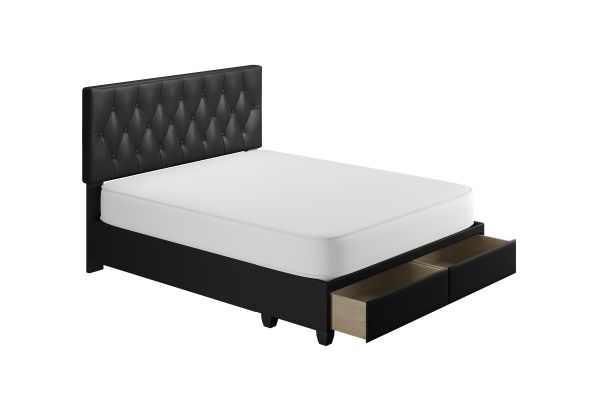 Victory Full Platform Bed with Drawers - Black