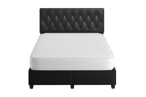 Victory Queen Platform Bed with Drawers - Black