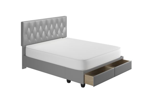Victory Queen Platform Bed with Drawers - Grey