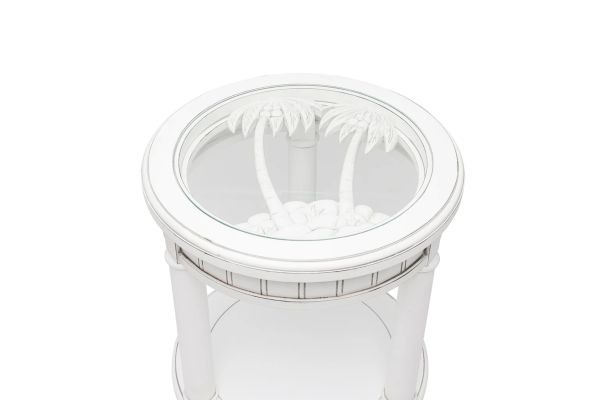 Monaco Round End Table with Palms Insert 