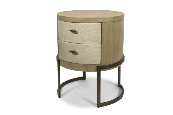 Rio Vista Woven 2 Drawer Round Accent Nightstand