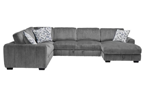 Overnight Grey 4-Piece Sleeper Sectional with Right Arm Facing Chaise