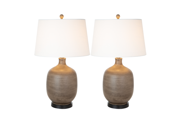 Stunning Brown Transitional Table Lamps (Set of 2) 