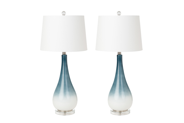 Serenity Table Lamp Blue/White (Set of 2)