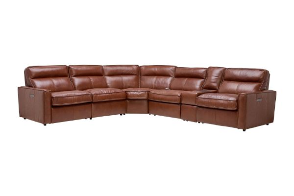 Berlin 6-Piece Dual Power Reclining Leather Sectional