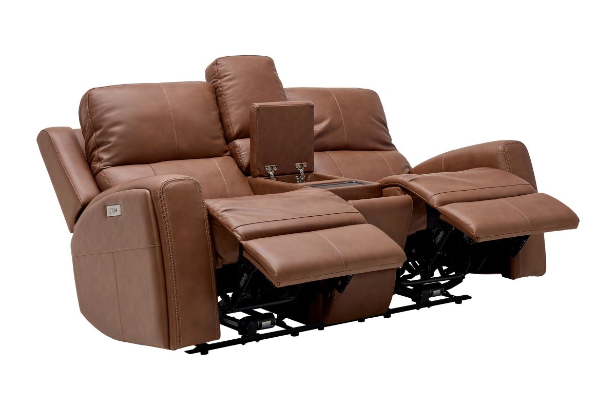 Linton Caramel Triple Power Reclining Console Loveseat 5
