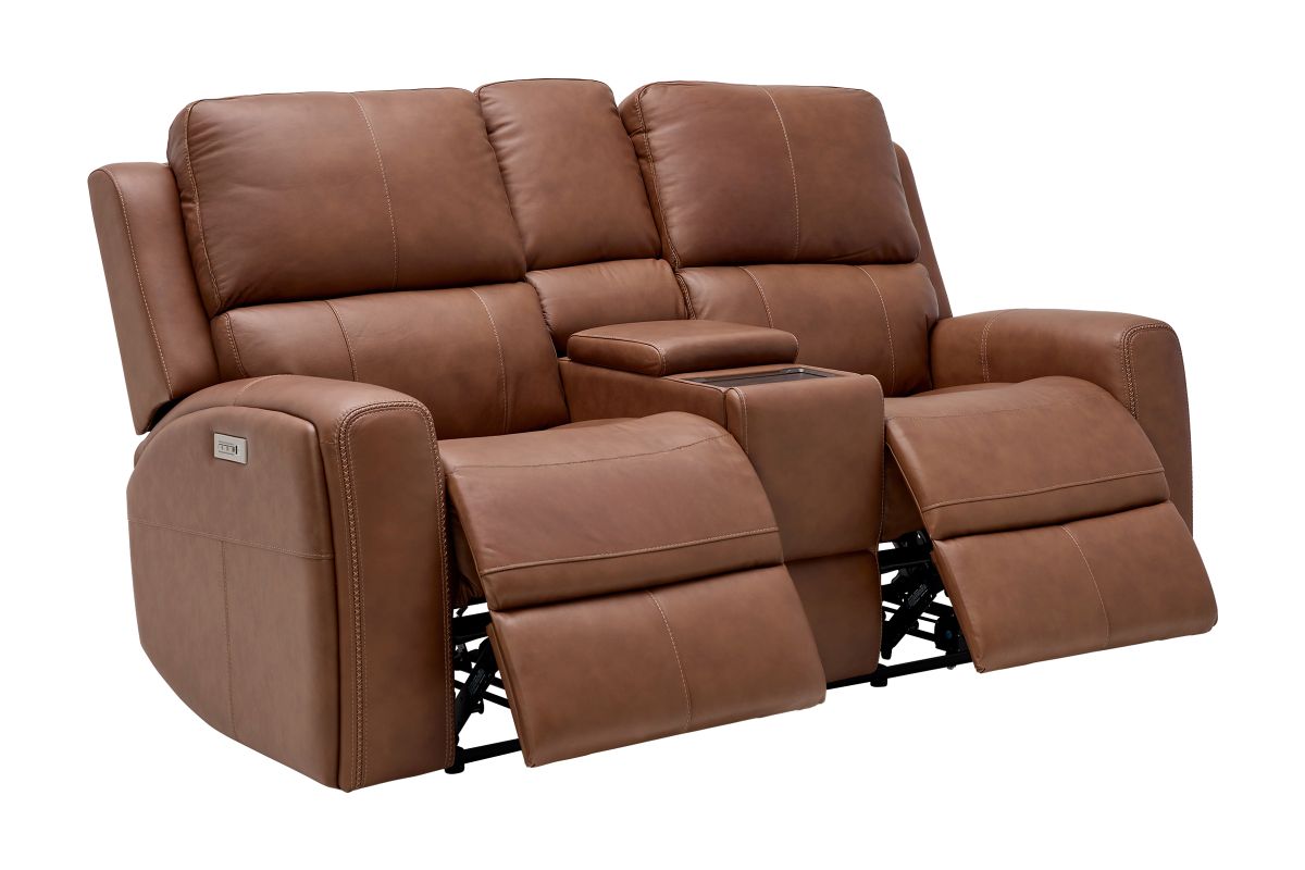 Linton Caramel Triple Power Reclining Console Loveseat 4