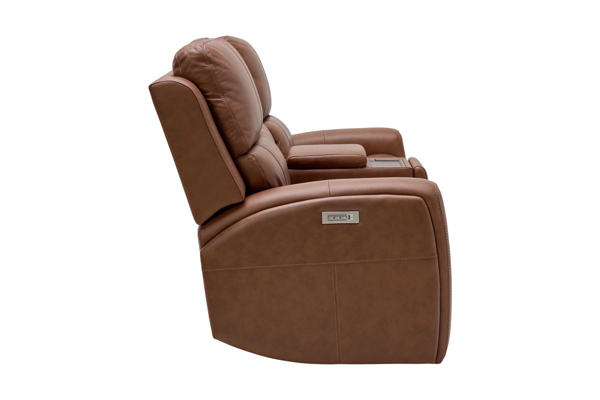Linton Caramel Triple Power Reclining Console Loveseat 7