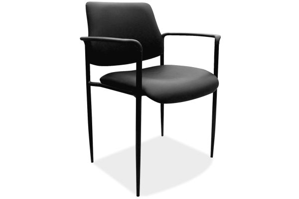 Levy Guest Stack Chair with Arms and Black Frame