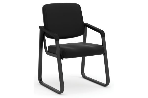 Value Sled Base Guest Chair with Antimicrobial Vinyl Upholstery and Black Frame