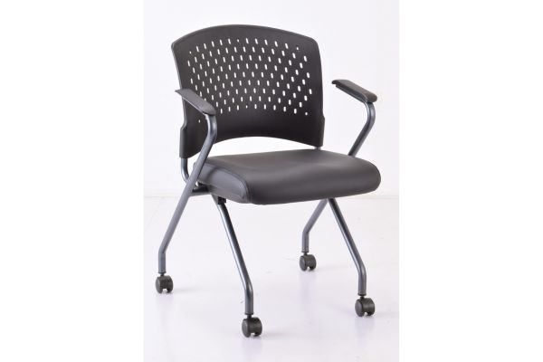 Perch Nesting Chair with Arms and Casters, Titanium Frame