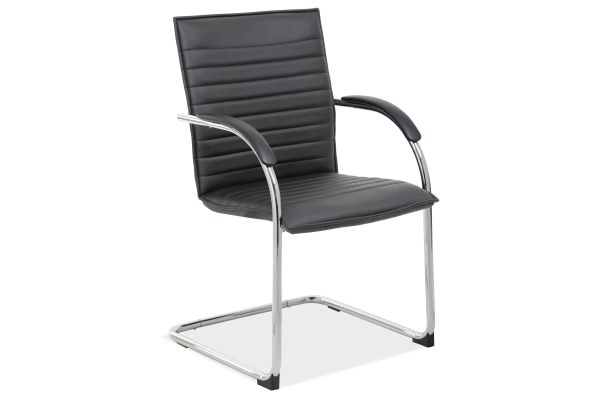 Ridge Sled Based Guest Chair with Chrome Frame - Black