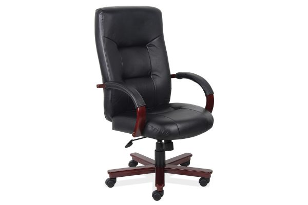 Spencer Executive High Back w/Mahogany Frame & Base