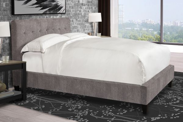 Collins King Grey Upholstered Bed 