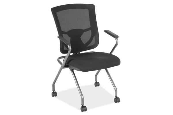 OfficeSource | CoolMesh Pro Collection | Mesh Back Nesting Chair with Upholstered Seat and Titanium Frame
