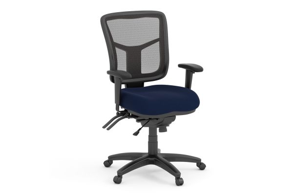 OfficeSource | CoolMesh | Multi Function, Mid Back Chair with Seat Slider and Black Frame