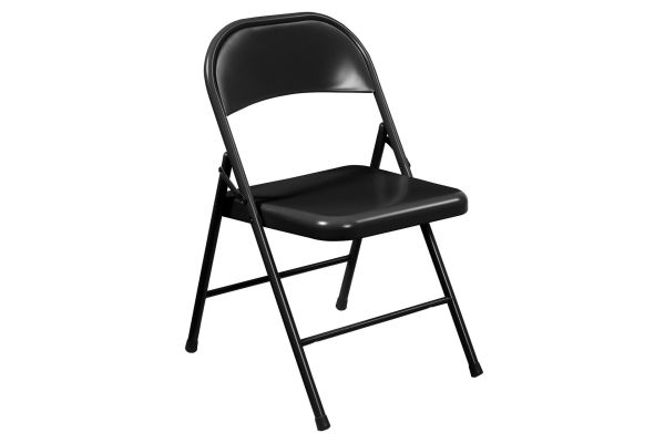 OfficeSource Black Steel Folding Chairs (Set of 4)