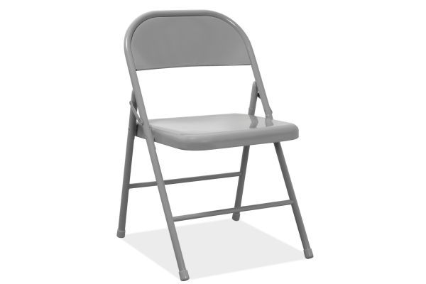 OfficeSource Grey Steel Folding Chairs (Set of 4)