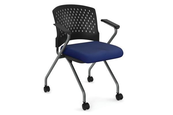 OfficeSource | Perch | Nesting Chair with Arms and Casters - Fabric