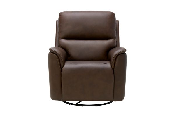 Oliver Umber Leather Triple Power Swivel Glider Recliner