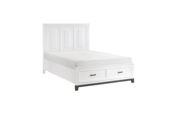 Garretson Queen Platform Bed with Footboard Storage - White