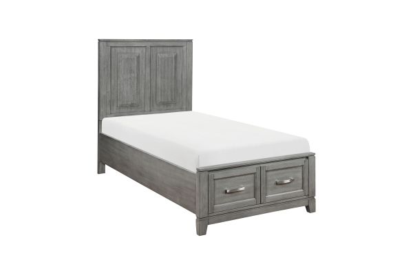 Garretson Twin Platform Bed with Footboard Storage - Gray